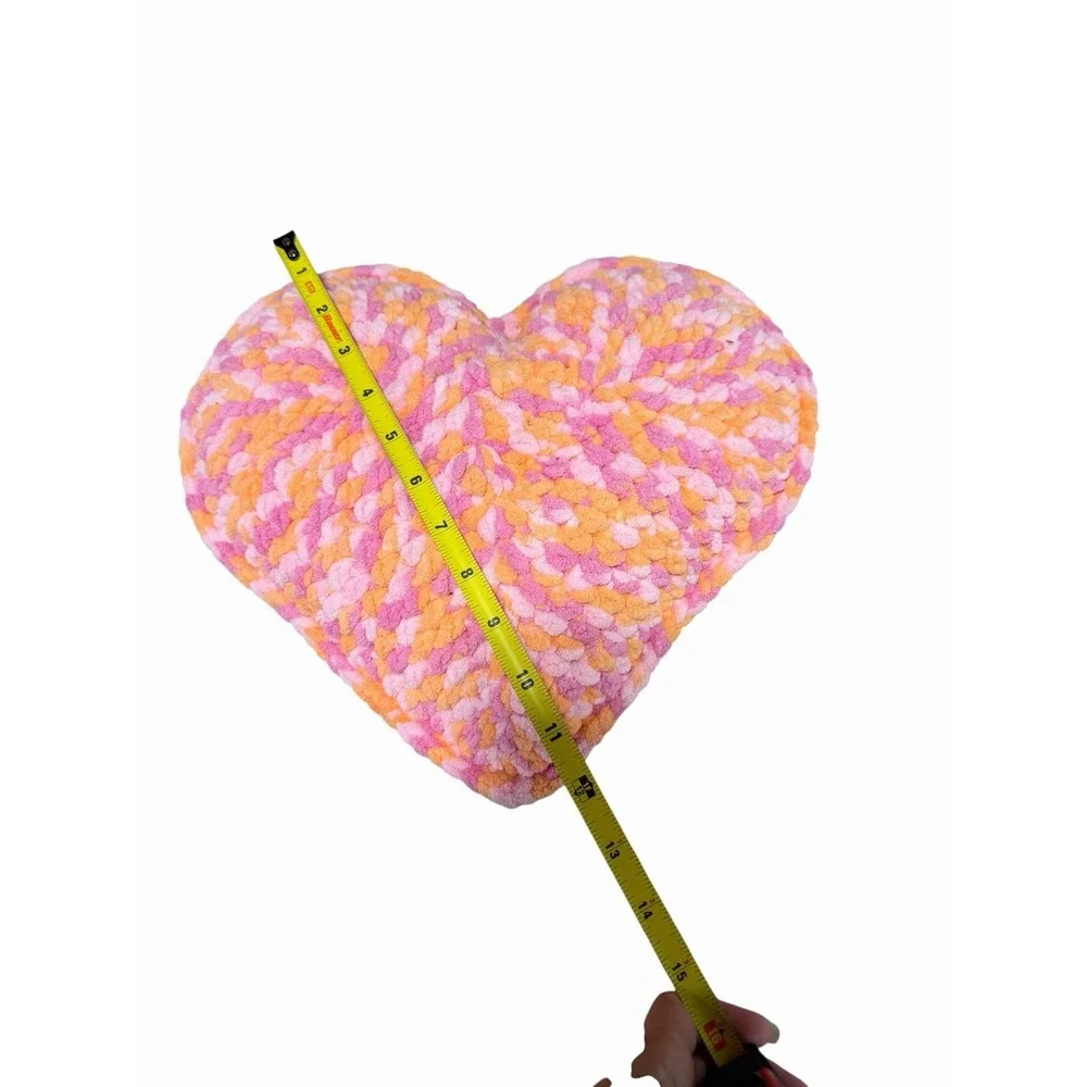 New Handmade Crochet Throw Pillow HEART 12 inches